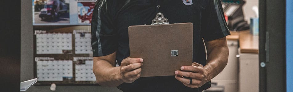 Clipboard in hands